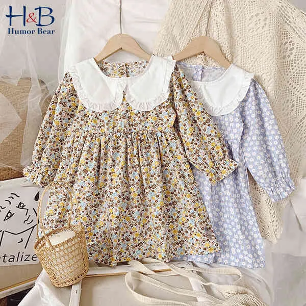 Humor Bear Girls Dress Autunno 2020 NEW Neonate Fiori Pizzo Risvolto Princess Dress Toddler Baby Sweet Bambini Abbigliamento per bambini Q0716