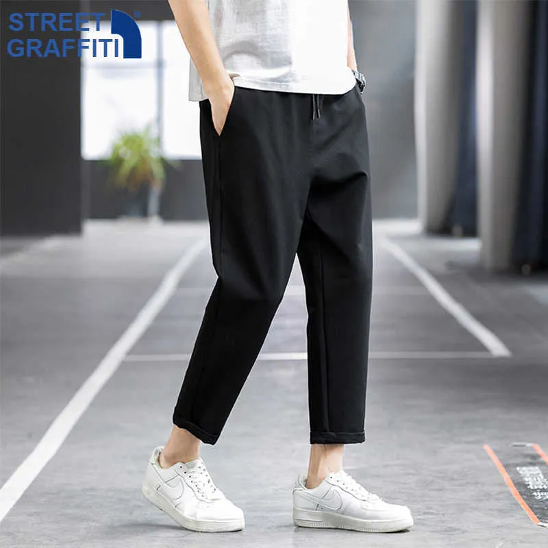 2021 heren zomer lente casual mode snelle droge ademend effen kleur broek mannelijke lichtgewicht straat fitness joggers broek y0811