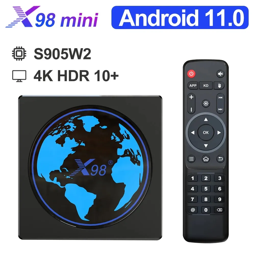 X98 MINI SMART TV BOX ANDROID 11 4GB RAM 64GB 32GB AMLOGIC S905W2 2.4G/5G WIFI 4K 60FPS SET TOPBOX X98MINI 2GB 16GB VS H96 MAX