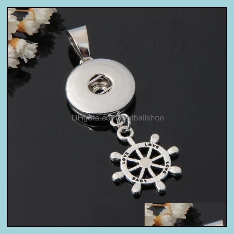 JG! Fashion DIY necklace 18mm Snaps Jewelry Metal Cross Anchor MOM Heart FAtima Palm Snaps Button Pendant Charms Noosa Findings