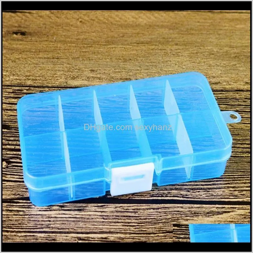 12.8*6.5*2.1cm 10 compartment plastic clear storage box small box for jewelry earrings toys container shipping