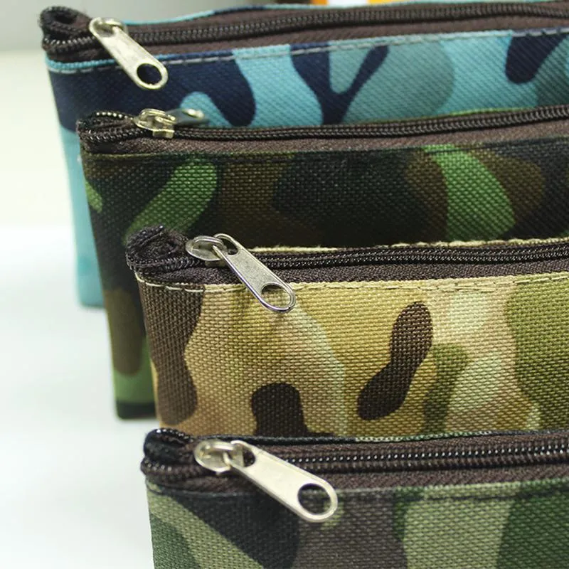 Camouflage Pencil Case Portable Canvas Large Capacity Cosmetic Bag Multifunctional Office Stationery Storage Bags 19*9.5CM