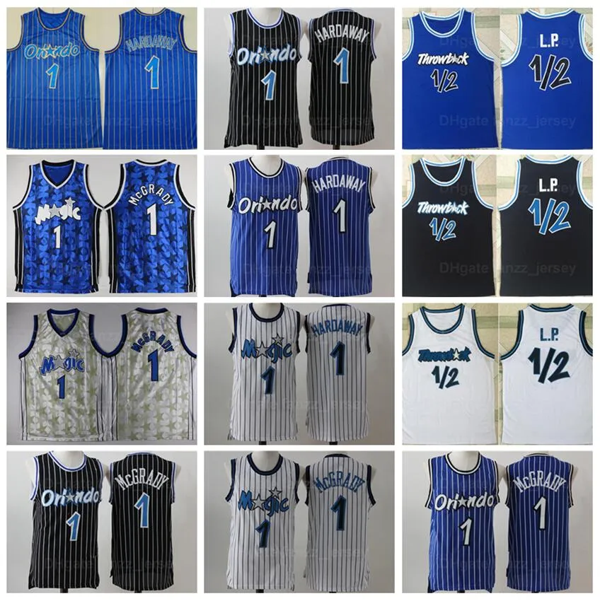 Erkekler Basketbol Retro Penny Hardaway Jersey Tracy McGrady 1 Vintage Mavi Beyaz Siyah Tüm Dikişli Takım Renkli Spor En Kaliteli