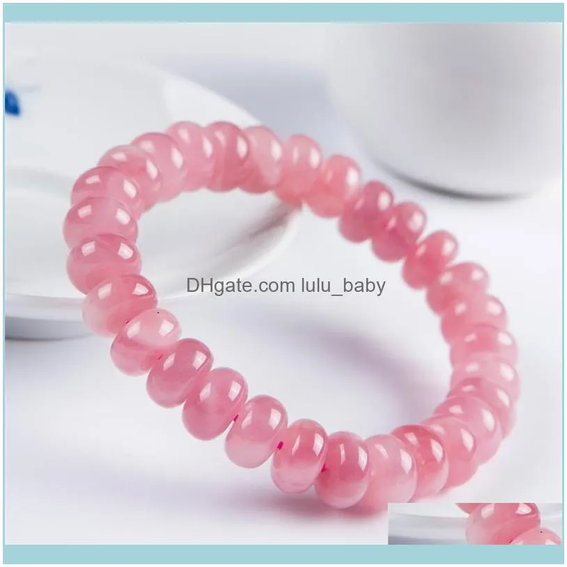 Beaded, Strands 12mm Genuine Natural Rose Pink Quartz Bracelets For Women Lady Stretch Crystal Stone Marquise Bead Bracelet1