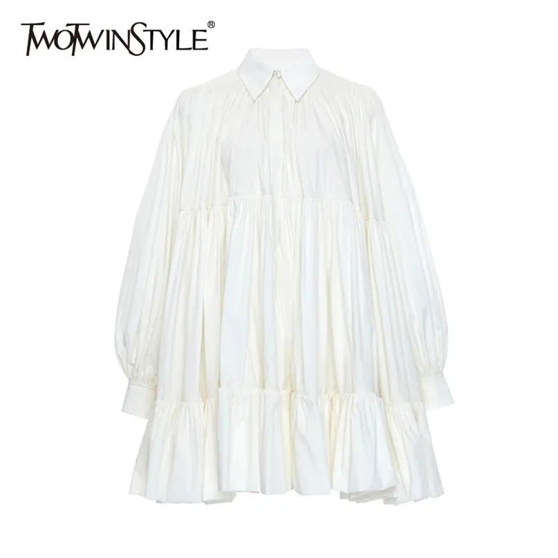 Robe de robe de bal de printemps pour revers à manches longues décontractées élégantes mini robes féminines vêtements de mode style 210520