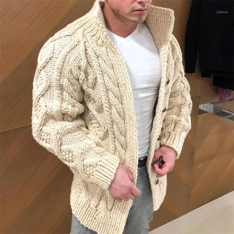 Höst vinterjacka män varm cashmere casual ull blixtlås smal passform fleece kappa klänning stickare man 2021 herrjackor