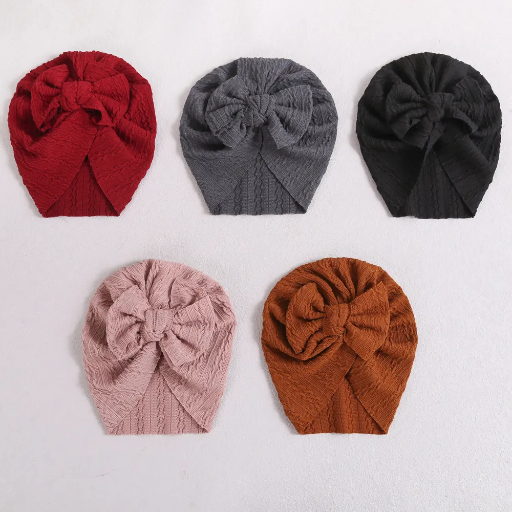 Baby Cable Knit Ribbed Turban Hats Babes Caps Elastic Hair Tillbehör 2022 Nya tjejer Boys Beanie Bonnet Hospital Caps