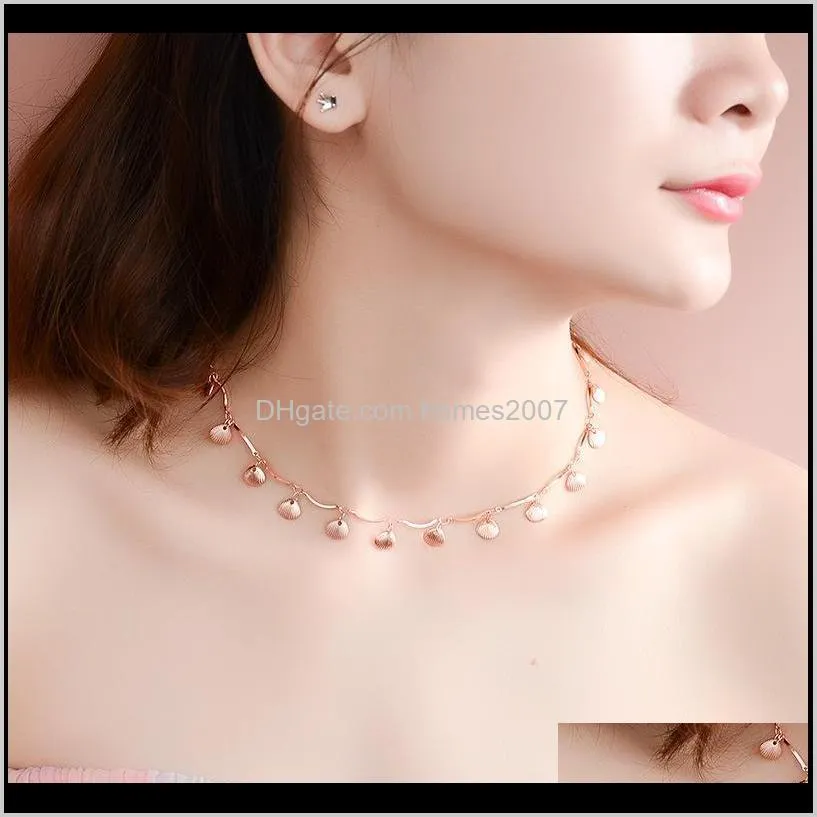 luxury designs gold color multi shell chokers bijoux femme korean style stainless steel necklaces jewelry for men and women gift