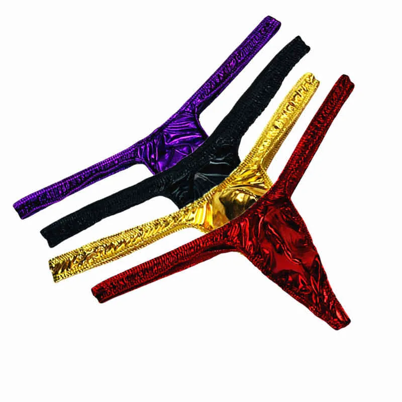 ₩2,609에서 GStrings Shinny Mens Latex Thong 에로틱 한 가죽 끈 팬티와 G 문자열 솔리드 컬러