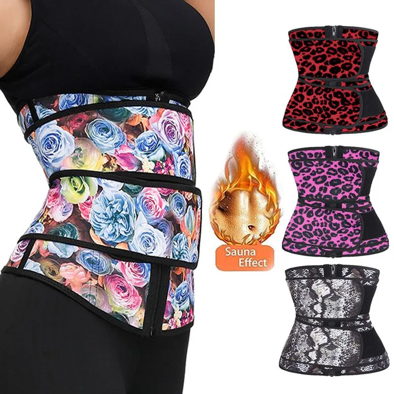 Mulheres Shapers Women Women Selvador de cintura dupla Belra Fitness Cincher Zipper Shapewear Slimming Floral Corset Fajas