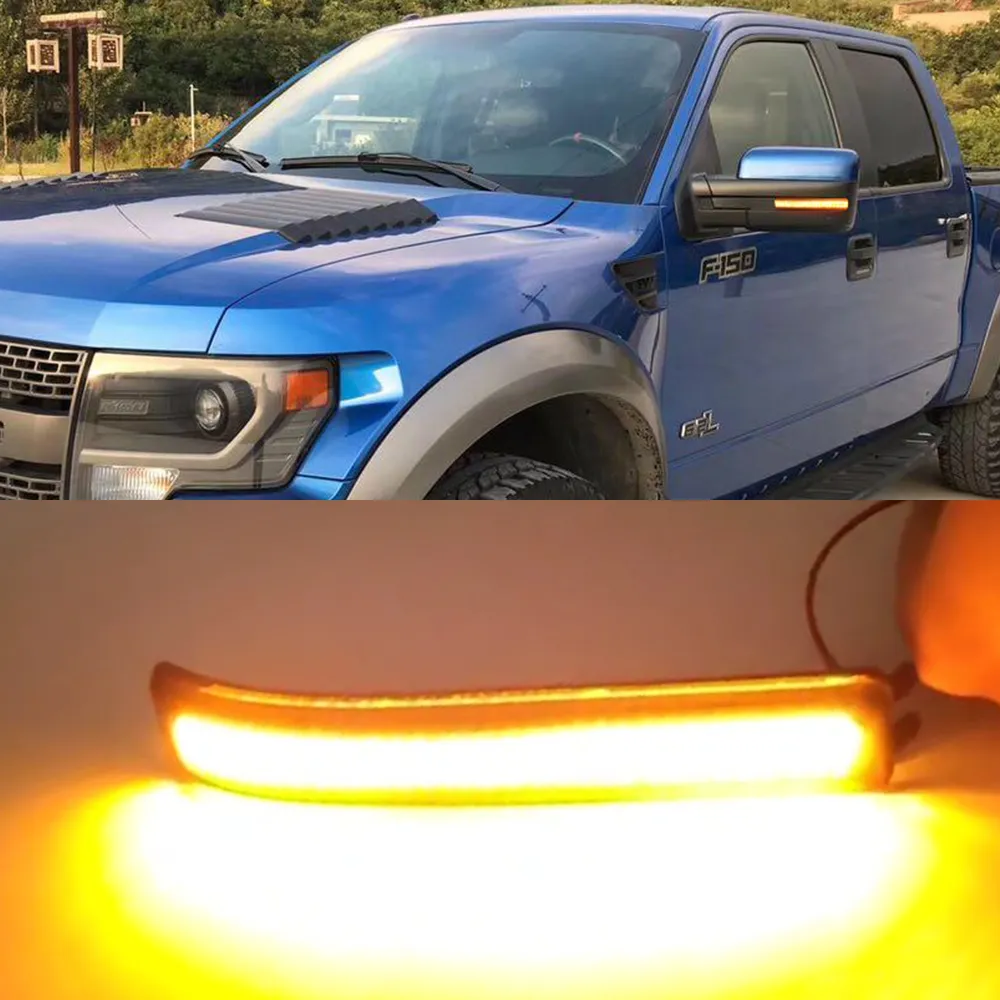 Ford F150 için 1 Çift SVT RAPTOR 2009 2012 2011 2012 2012 2014 LED yan kanat dinamik dönüş sinyali akan dikiz aynası ışığı