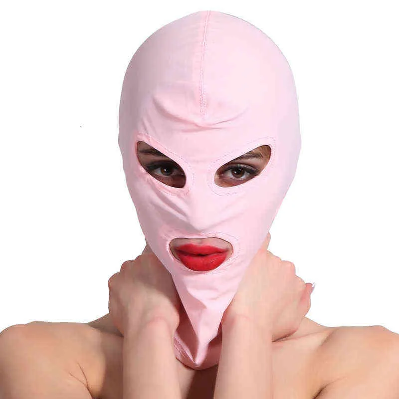 Sexy Couro Látex Cabeça Máscara Spandex Lycra Hood Bdsm Sm Headgear