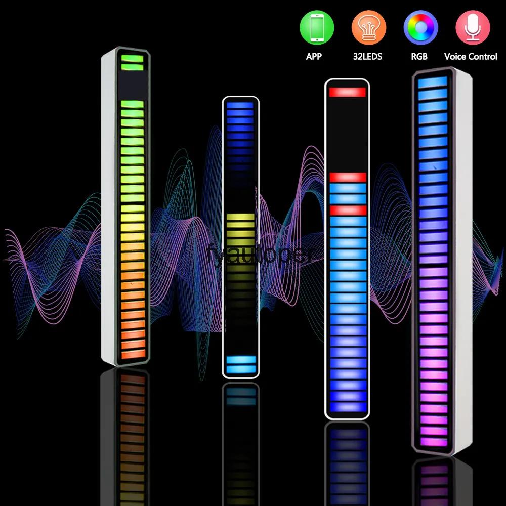Phone APP Control Voice Music Pickup LED RGB Strip Light Sound Bluetooth USB Colorful Ambient Bar
