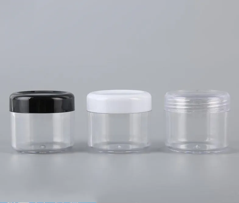 1200 pz/lotto bottiglie di plastica riutilizzabili tappo a vite coperchio con base trasparente vaso cosmetico vuoto per bottiglia di polvere per unghie contenitore per ombretto 30 g 30 ml / 1 oz SN4323