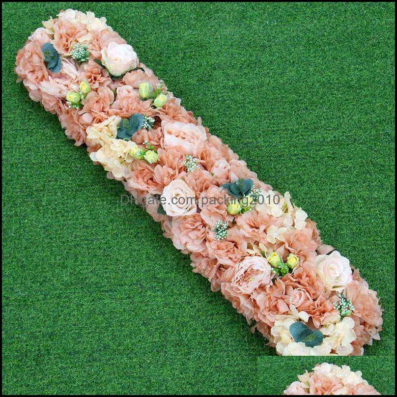 homemade artificial Daliha flower arrangement decor for home Christmas wedding arch party event road lead silk flower row 220110