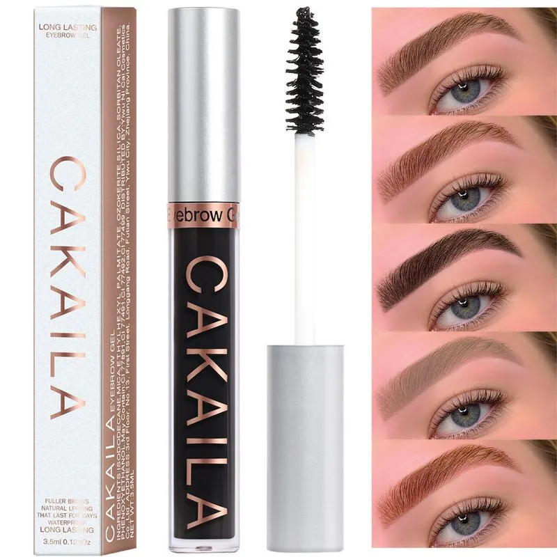 Cakaila 3.5ml (0.123oz) Enhancers de sobrancelha creme pincel de cabeça dupla duradoura à prova d 'água à prova de suor à prova de olhos da testa de olho