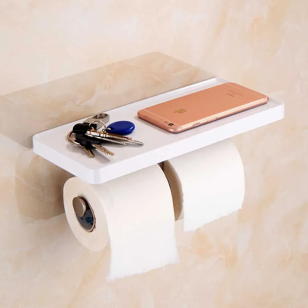 FLG Mounted Toilet Paper Holder Wall Mounted With White ABS