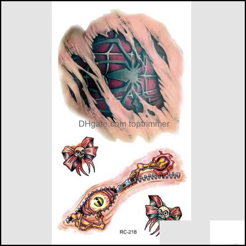 Temporary Tattoo Sticker Horror cat bat Terror Wound Realistic Blood Injury Scar Tattoo Sticker For Halloween Makeup Body Art 0101