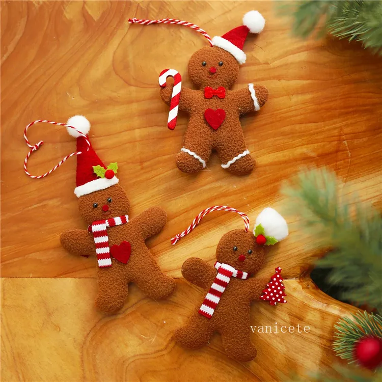 Gingerbread Man Christmas Pendant Dekoration Cookie Doll Plush Santa Tree Widget Ornaments Xmas levererar ZC637
