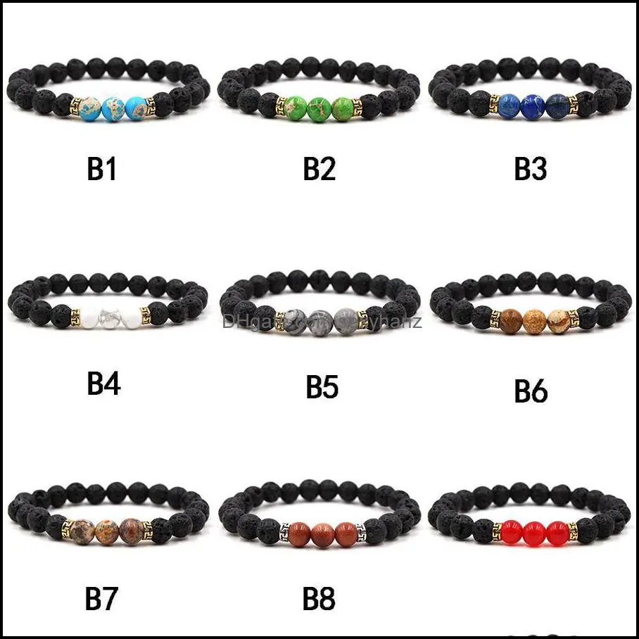 Lava Rock Stone Bead Bracelet Chakra Charm Natural Stone  Oil Diffuser Beads Chain For women Men Fashion Crafts Jewelry
