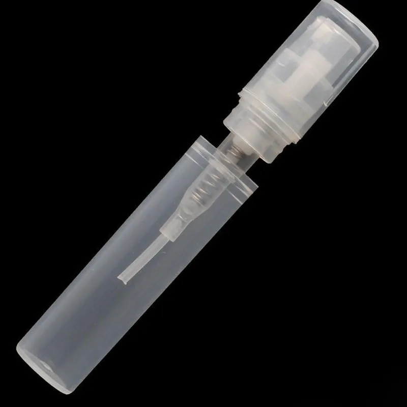 2ml 3ml plástico cosmético spray de amostra de garrafa de garrafa forma de perfume tubo com pulverizador de bomba
