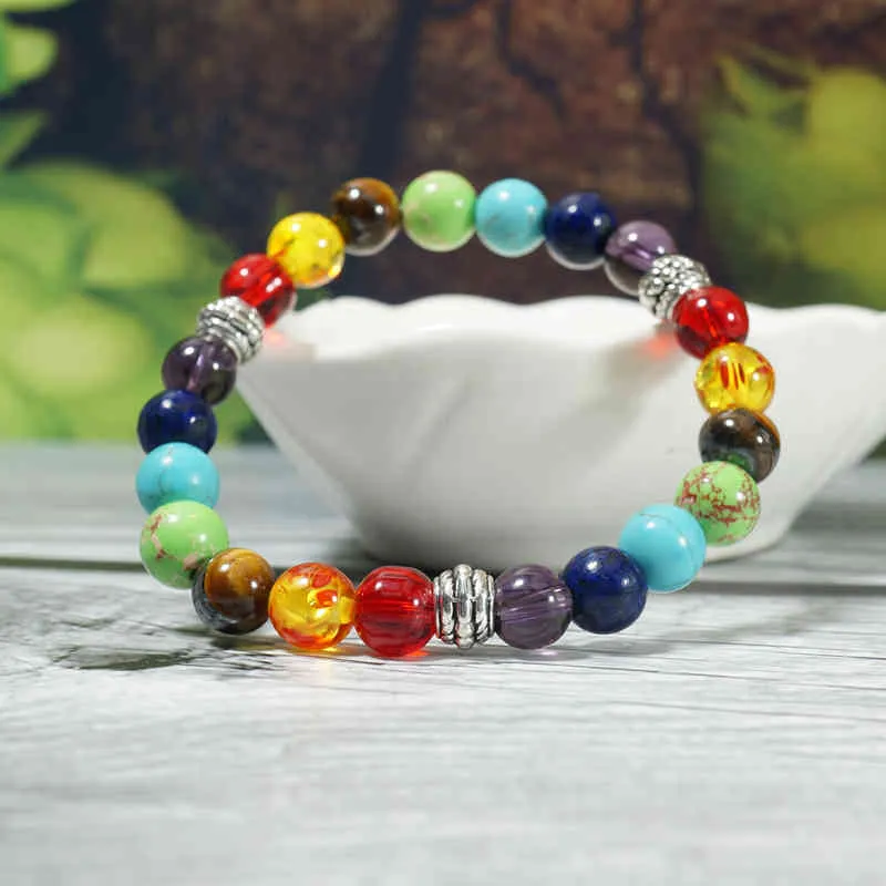 Bracelets à brins de perles 7 Chakra gu￩rison brins Bracelet cristal pierres précieuses bijoux pour femmes Yoga méditation en gros