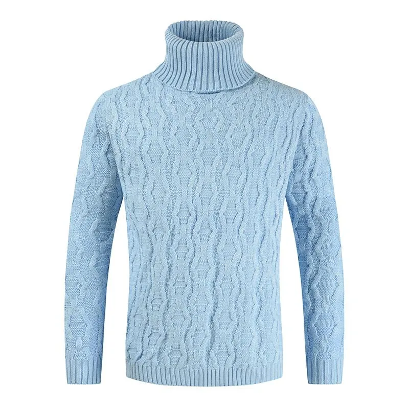 Klassisk jultröja S-3XL Stor och hög storlek Herrtröjor Slim Fit Turtleneck Twisted Stickad Pullover Streetwear