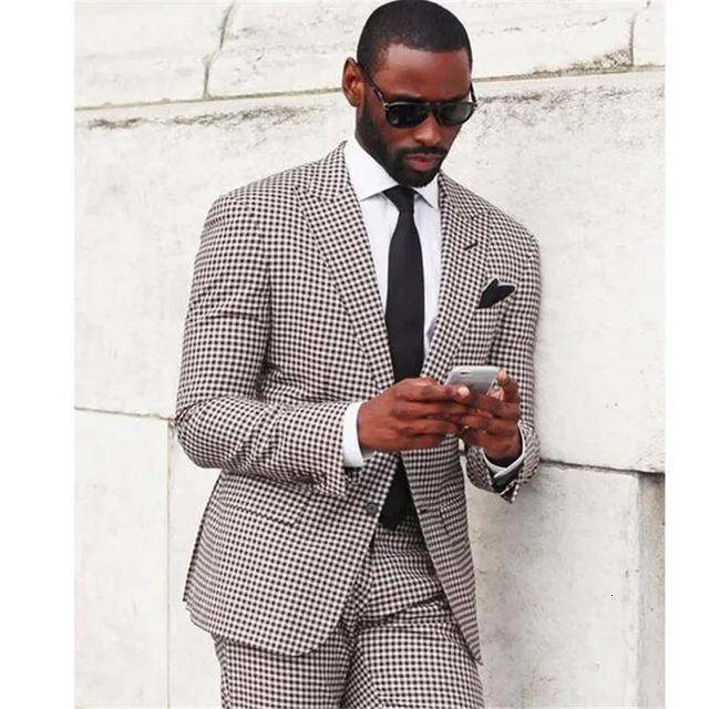 Casual Plaid Elegant Wedding Suit For Men Jacket Pant Vest Tie Fashion Custom Suits Tuxedo Terno Masculino Blazer