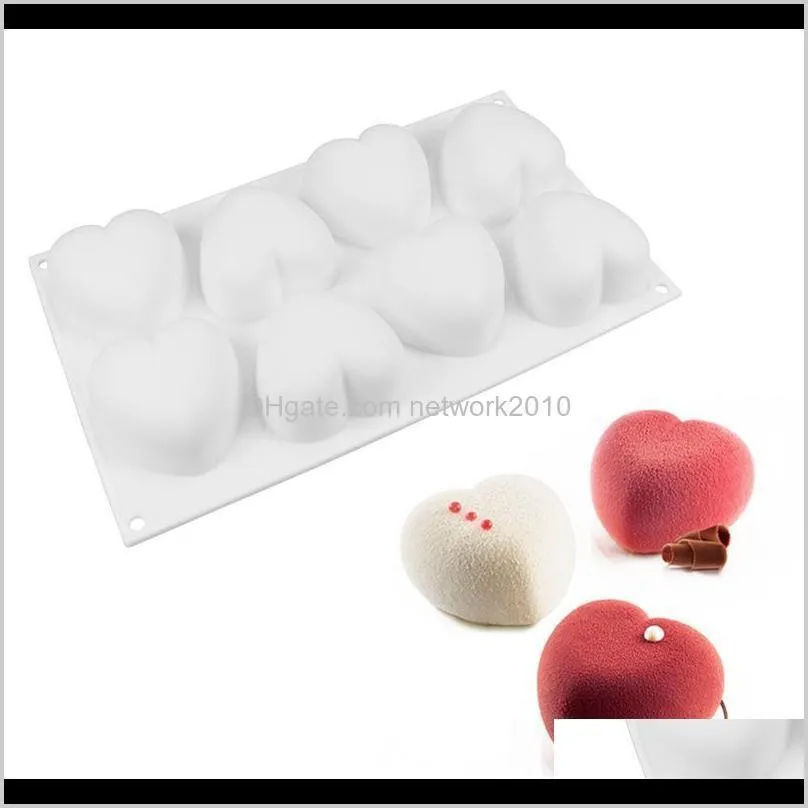 silicone heart cake decorating baking tools 8 holes heart chocolate 3d mold cake bakeware molds chocolate making desserts molds pan