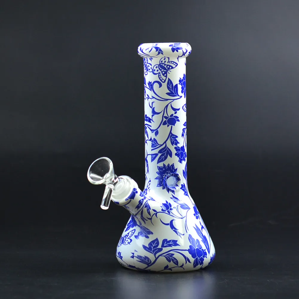 8 "porselein stijl glazen bong waterpijp tabak water pijp mini beker bongs ijsvanger dab oliereiljes bubbler recycler buizen 14mm kom downstem