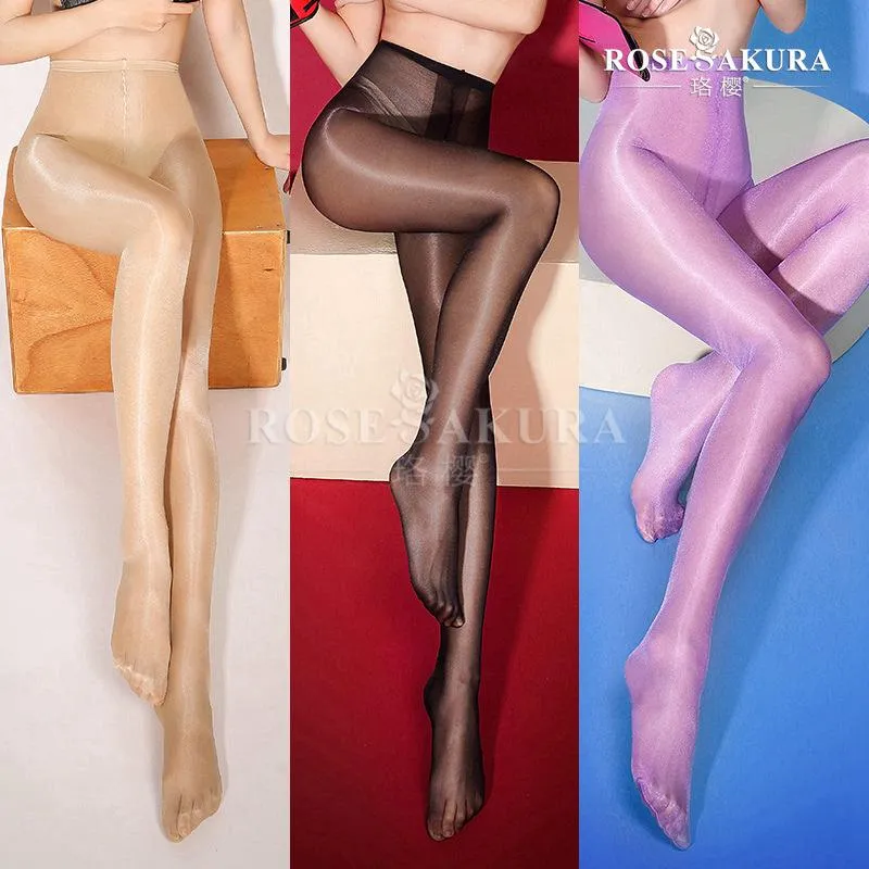 Sexy Tights 30D Women's Fashion Oil Shiny Open-crotch Pantyhose Yarns Stockings Hose Dance Female High Elasticity Socks & Hosiery