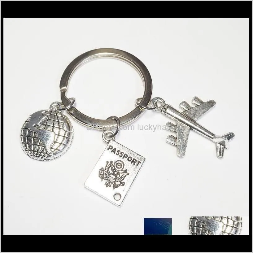 hot! new fashion travel keychain, globe and airplane keychain, flight attendant`s gift handmade traveler jewelry 337