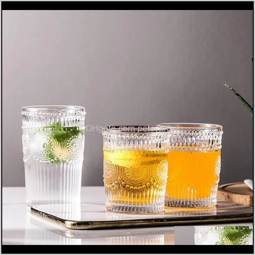 cxd-retro glass water cup coffee wine milk whisky tea mug juice drinkware mugs reusable glasses