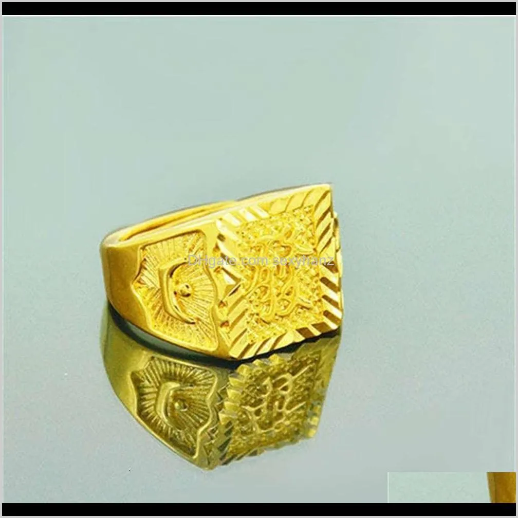 vietnam shajin engraved with 999 domineering ring, brass plated, long lasting men`s ring