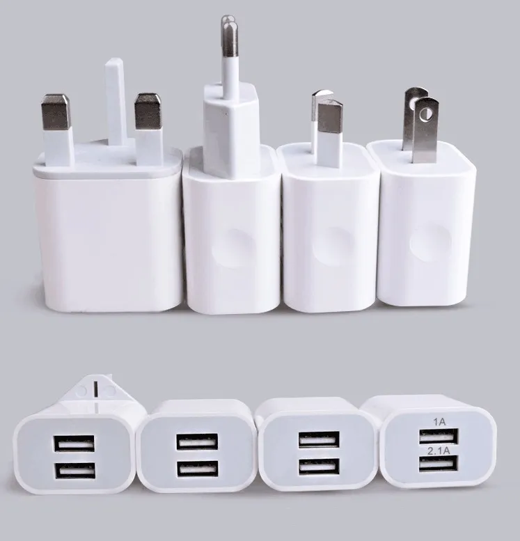 Caricabatterie da viaggio Dual USB AU US EU UK Plug 2A Adattatore di alimentazione CA domestica 2 porte Ricarica rapida rapida per iPhone 7 8 X 11 12 Samsung HUAWEI Xiaomi LG HTC OPPO Caricabatteria da parete Sony