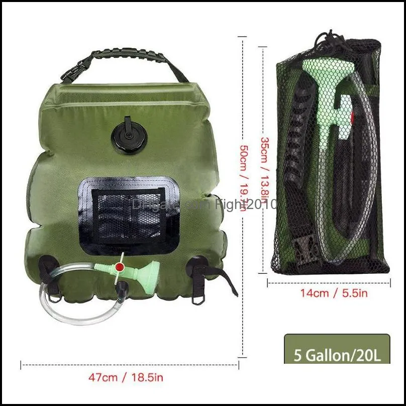 Foldable Adjustable Solar Power Heated Water Storage Bags Outdoor Camping Hiking Travel Picnic Portable Shower Bathing