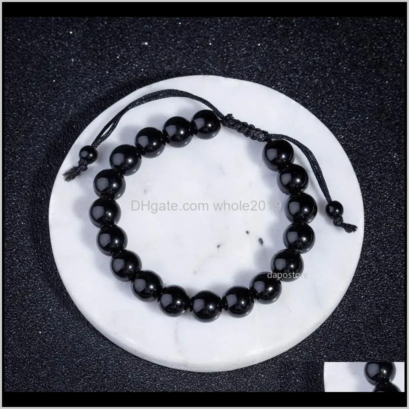 new obsidian beaded bracelets for men hematite rope woven infinity charm bracelet for women jewelry personal accessories cuff