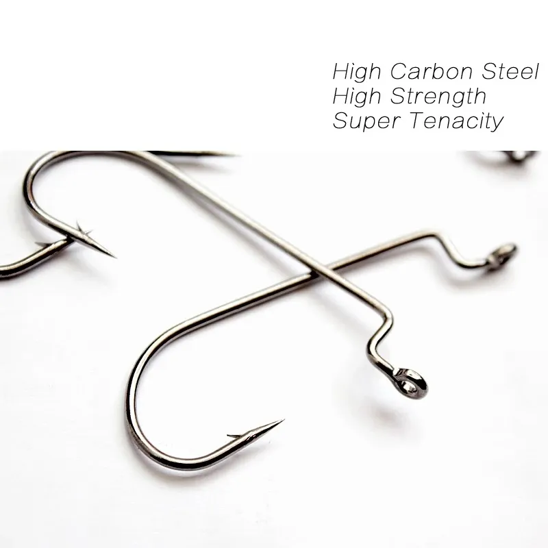 High Carbon Steel Red Fishing Hooks Set In Black For Saltwater And