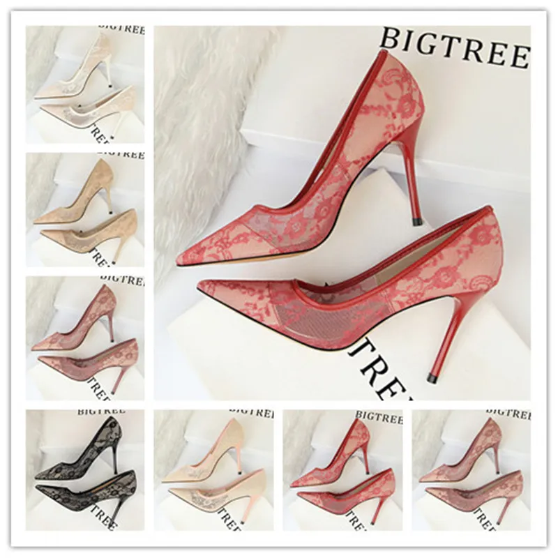 Multi Colors Pointed Women Shoes Lace Wedding High Heels Bridal Shoes Bradesmaid Prom for Lady Shoes