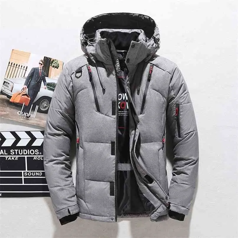 Männer 90% Weiße Ente Unten Jacke Winter Warme Mit Kapuze Dicke Puffer Jacke Mantel Männlich Casual Hohe Qualität Mantel Winter parka Mantel 210916