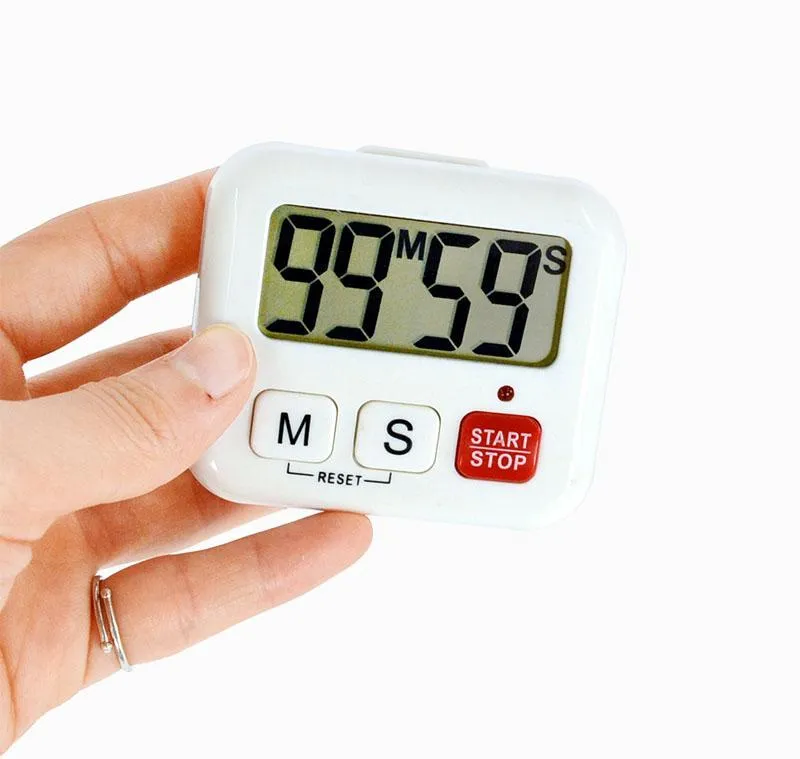 Timers 1pc digital timer magnetisk matlagning Köksklocka 99 minuter nedräkning upp Sport Alarm LCD -skärm