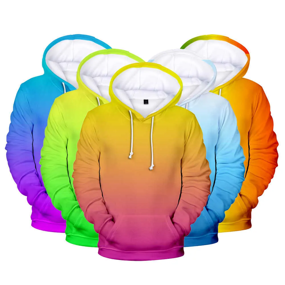 Aikooki 3D Hoodies Men's 2019 Men/Women Zipper Sweatshirts Custom Colourful Gradient Hoodies Mens Solid Color Hooded Rainbow Top Y0816