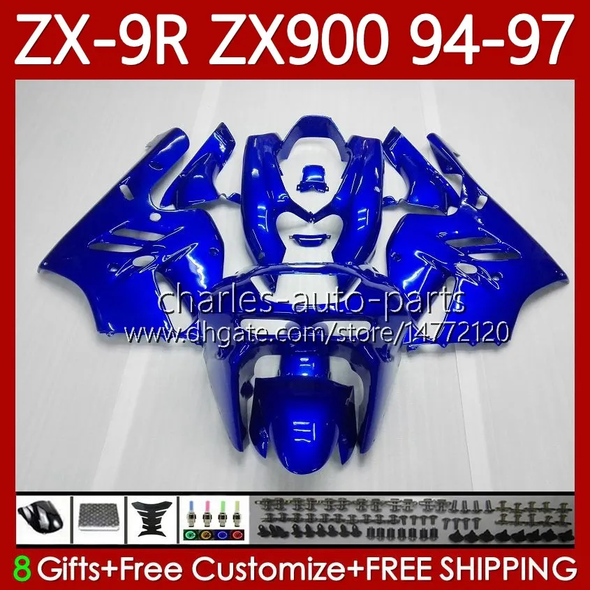 Bodywork Kit For KAWASAKI NINJA ZX-9R ZX900 ZX 9R 9 R 900 CC 1994-1997 Bodys 100No.15 ZX9 R 900CC ZX-900 ZX9R 94 95 96 97 ZX900C 1994 1995 1996 1997 OEM Fairing glossy blue