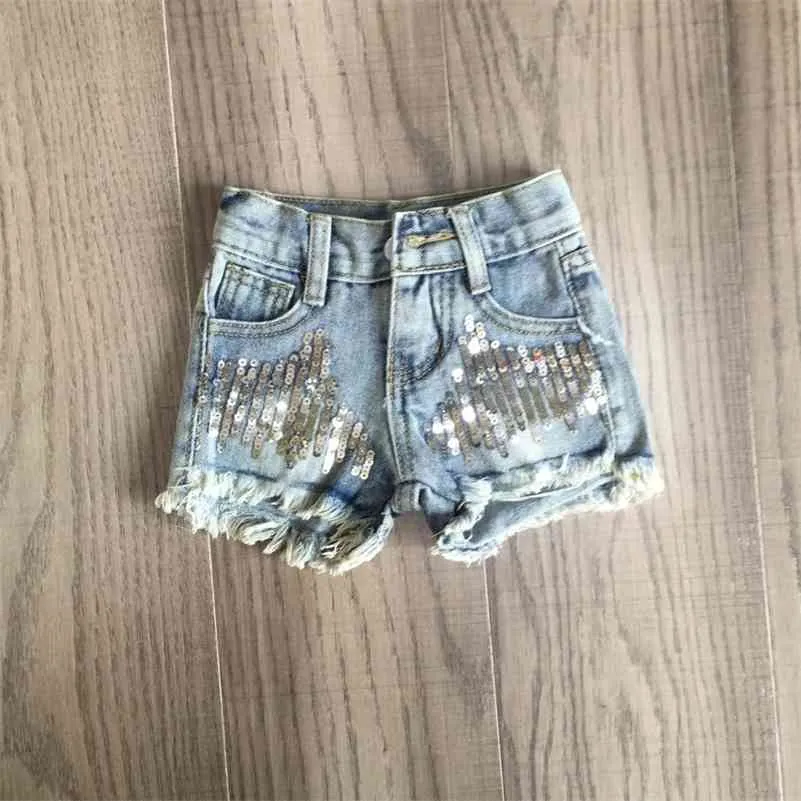 Sommar Gilrs Sequins Denim Shorts Hot Jeans 210317