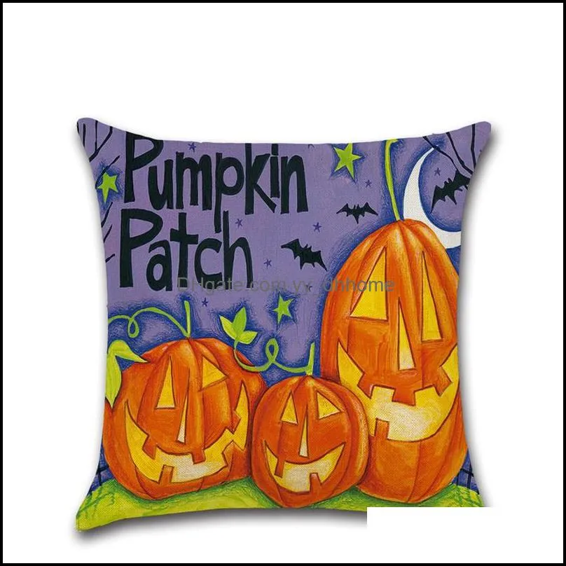 Pumpkin Pattern Soft Pillowcase Linen Single-sided Print Animal Square Pillow Cover Halloween Holiday Pillowcases Home Decor