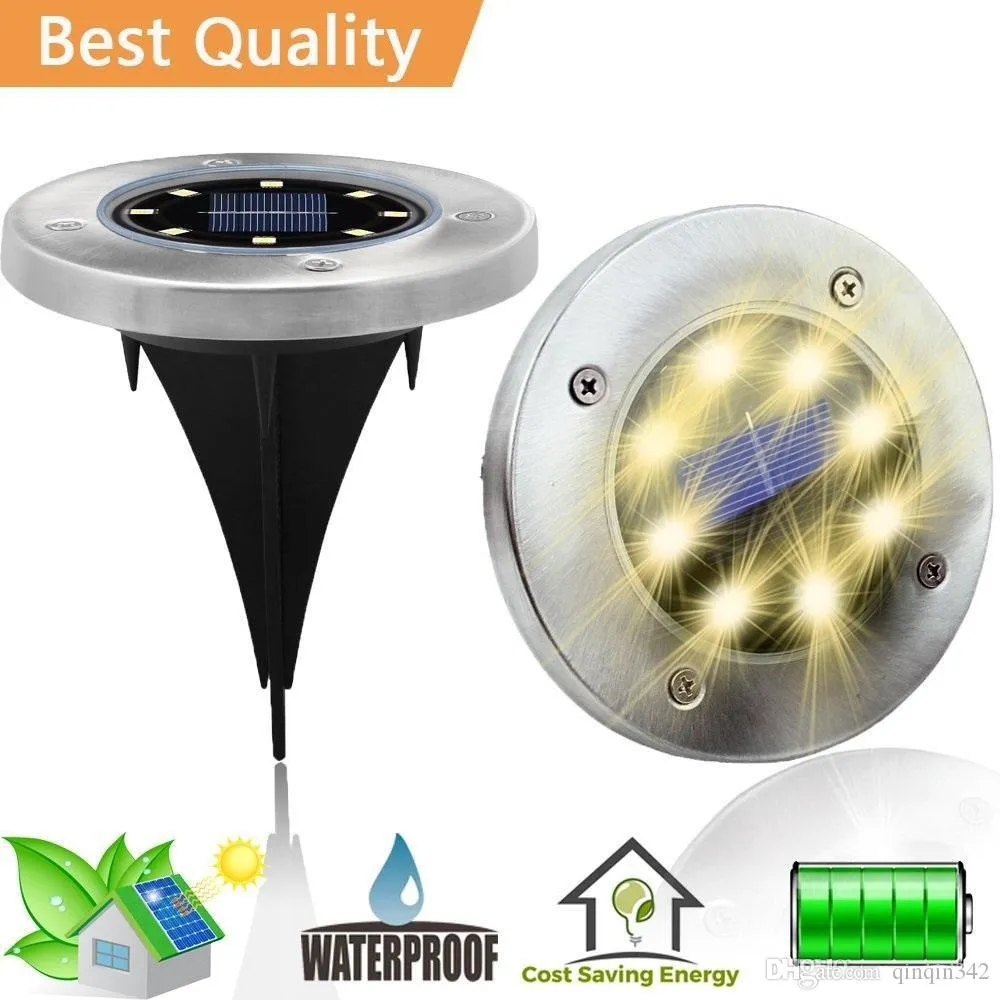 8 LED-lampor Solar Lampor Powered Vattentät Ljus för Hem Yard Driveway Lawn Road Ground Deck Garden Pathway