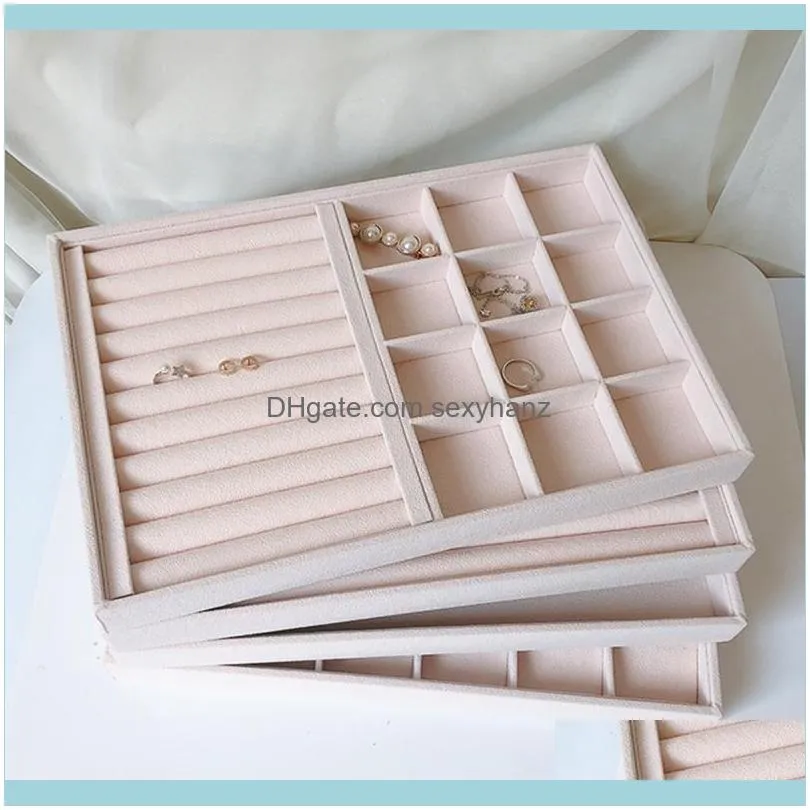 Beige Velvet Jewelry Trays Organizer, Display Adn Storage, Felt Earring Box, Ring Holder Pouches, Bags