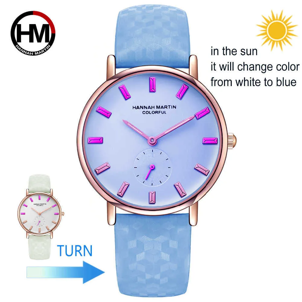 Model Creative Watch Zmieni kolory pod Sun Fashion Women Wristwatch UV Wodoodporny kolorowy zegarek z pudełkiem 210527