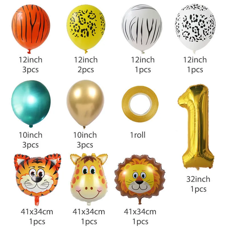 Ballon Animaux Jungle, 5 Pièces Animal Feuille D'aluminium Ballons