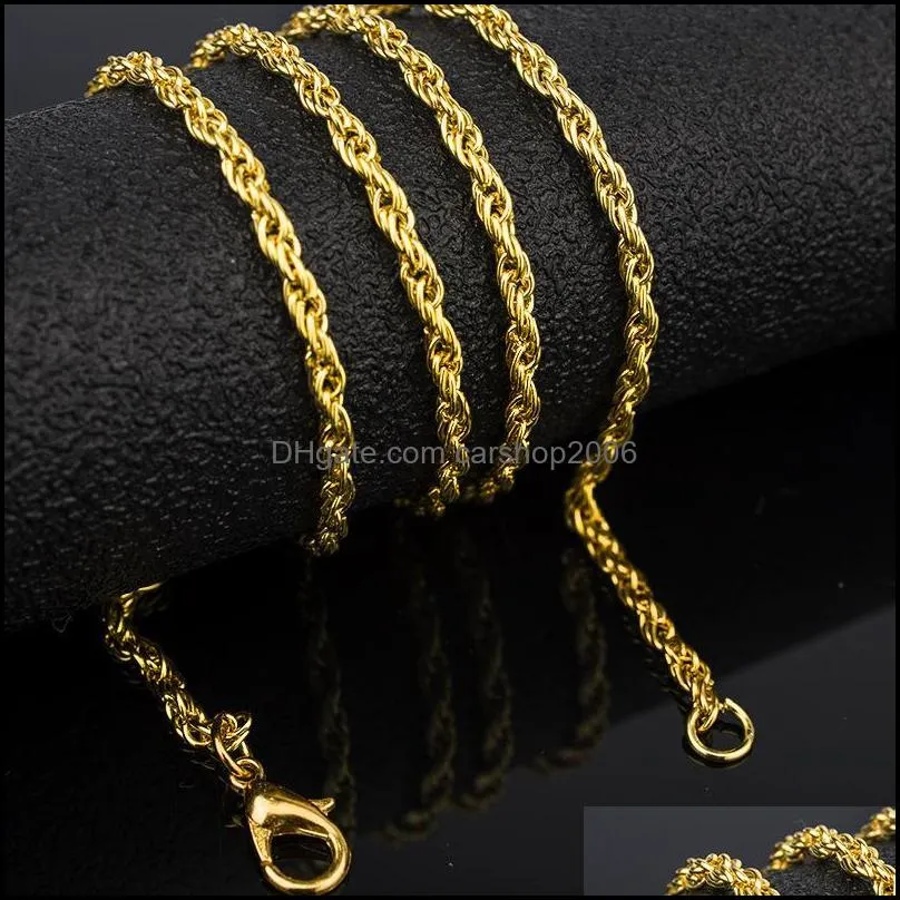 3.0MM Twisted Singapore Chain Gold Color For Men Women Necklace Chains